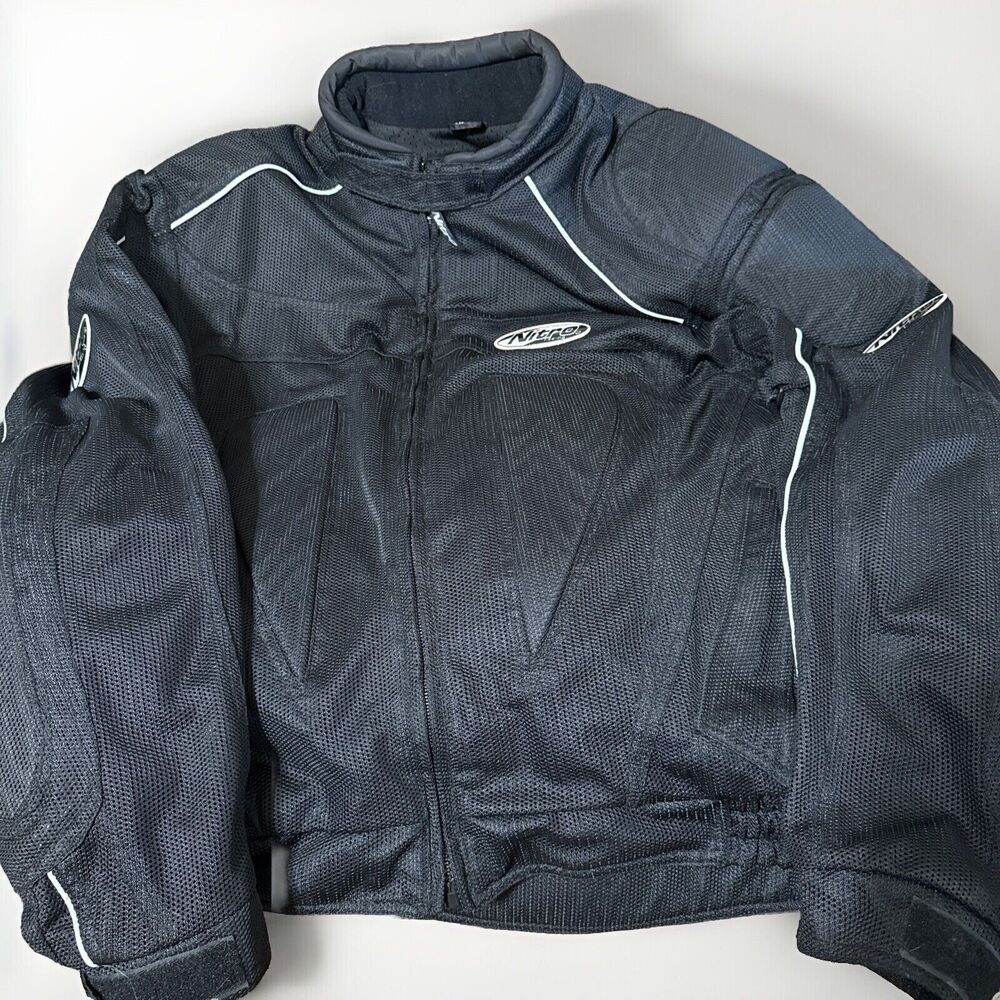 Black Nitro Racing Armored Textile Touring Motorcycle Jacket  Size 4XL